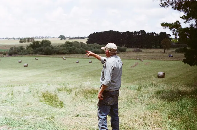 Landmand kigger ud over marken